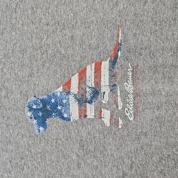 Eddie Bauer Dog Stars & Stripes American Flag White Blue Gray Tee small - Picture 2 of 7